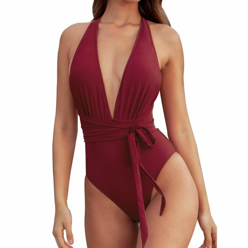 CUPSHE Brianne Tie Front Plunging Swimsuit